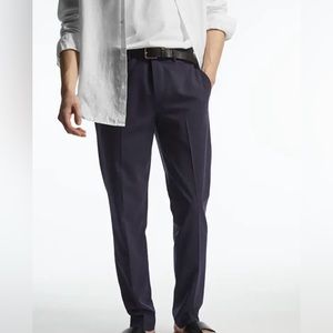 COS Men Slim Wool Dress Trousers Navy Melange Size 32R NWT